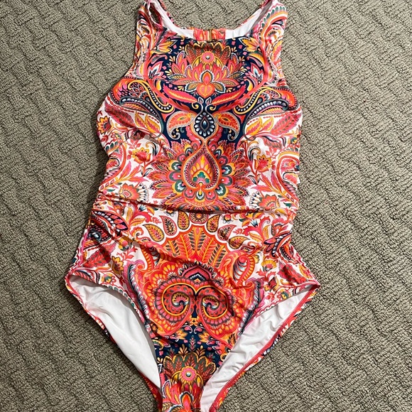 JANTZEN Beautiful Bazaar High Neck One-Piece Size 10 New - Picture 3 of 7